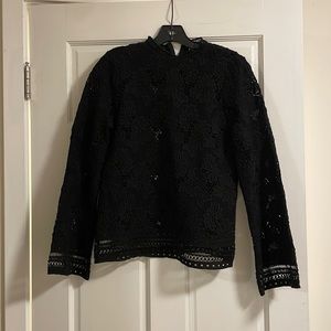 Top Shop Black Eyelet Blouse
